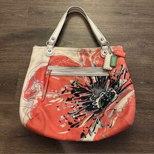 Y2K Coach POPPY flower canvas glam tote sequin floral